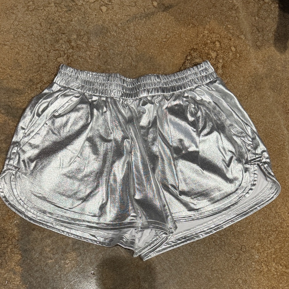 Amazon metallic Silver Women's Athletic Shorts
